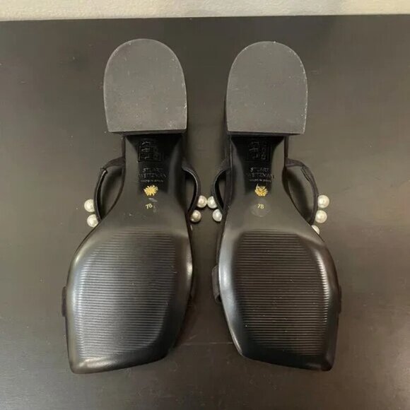 New Stuart Weitzman Goldie 60 Pearl Suede Sandal Black 7 $525 - Picture 6 of 7